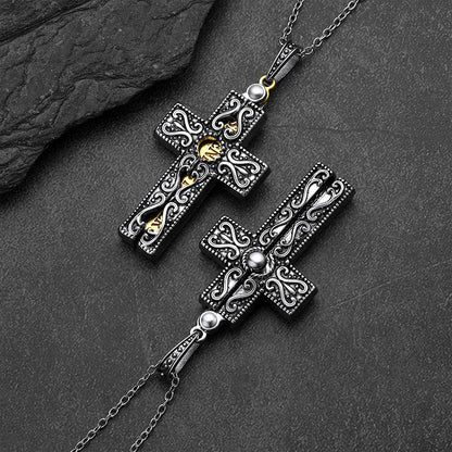 Men's Serenity Prayer folding crucifix cross pendant necklace