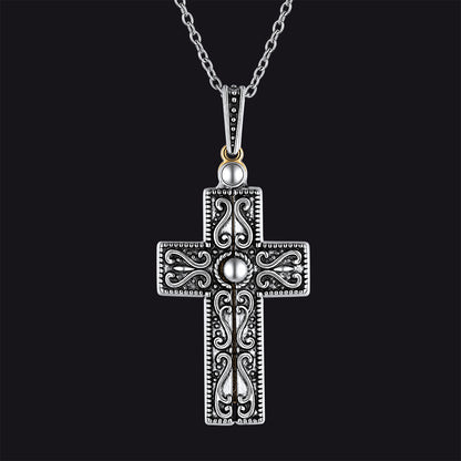 Men's Serenity Prayer folding crucifix cross pendant necklace