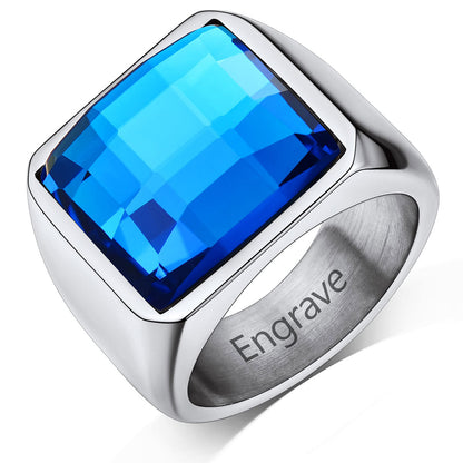 Mens Blue Topaz Signet Ring