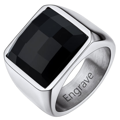 Mens Gemstone Signet Band Ring