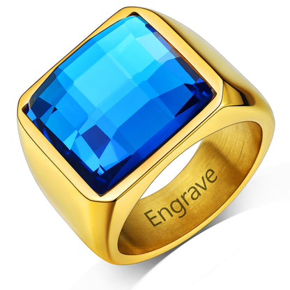 Mens Blue Topaz Signet Ring Gold