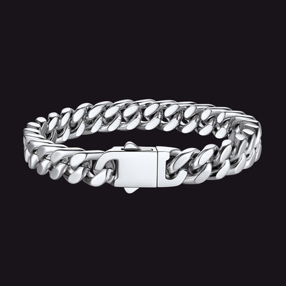 Miami Cuban Link Chain Bracelets for Men with 5/7/9/12mm Width