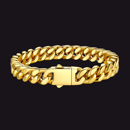 Miami Cuban Link Chain Bracelet for Men 5/7/9/12mm Width Bracelet