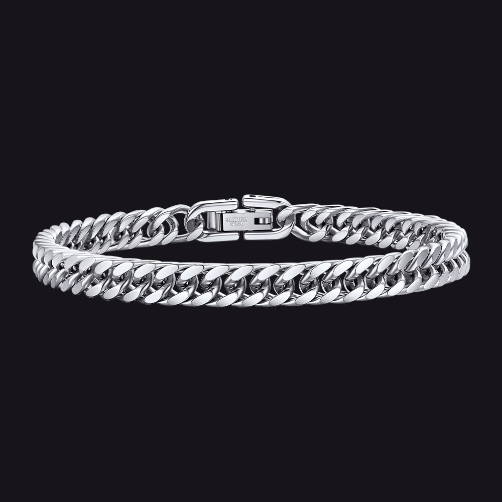 Miami Cuban Link Chain Bracelet for Men in Stainless Steel