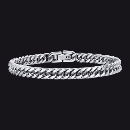 Miami Cuban Link Chain Bracelet for Men in Stainless Steel