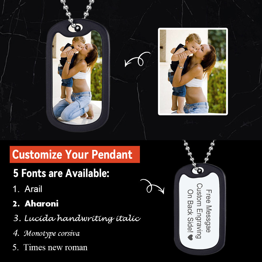 Custom photo military dog tag necklace with engraving options