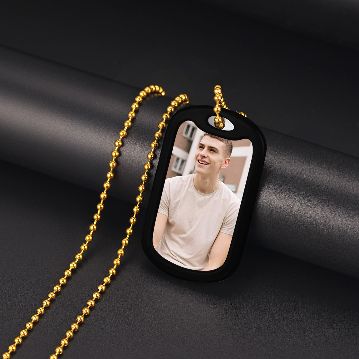 Military dog tag necklace with custom photo, FaithHeart Jewelry