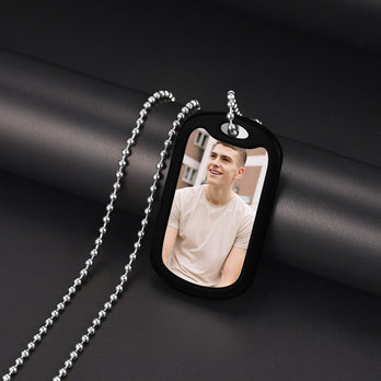 Personalized Military Photo Dog Tag Necklace with Picture For Men