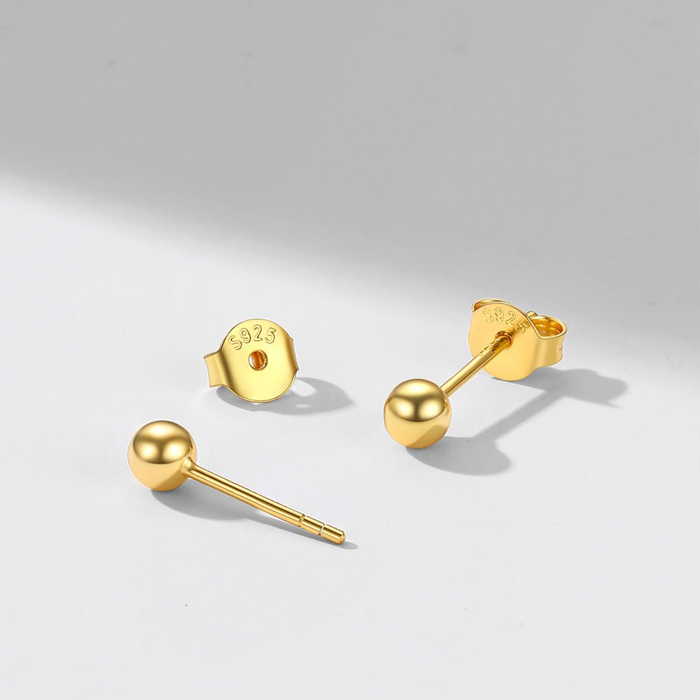 S925 Silver Minimalist Ball Stud Earrings for Women
