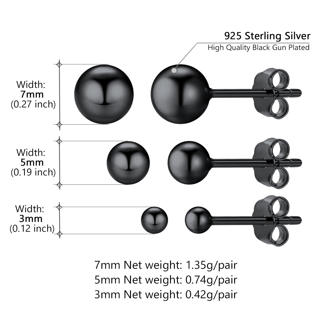 S925 Silver Minimalist Ball Stud Earrings for Women