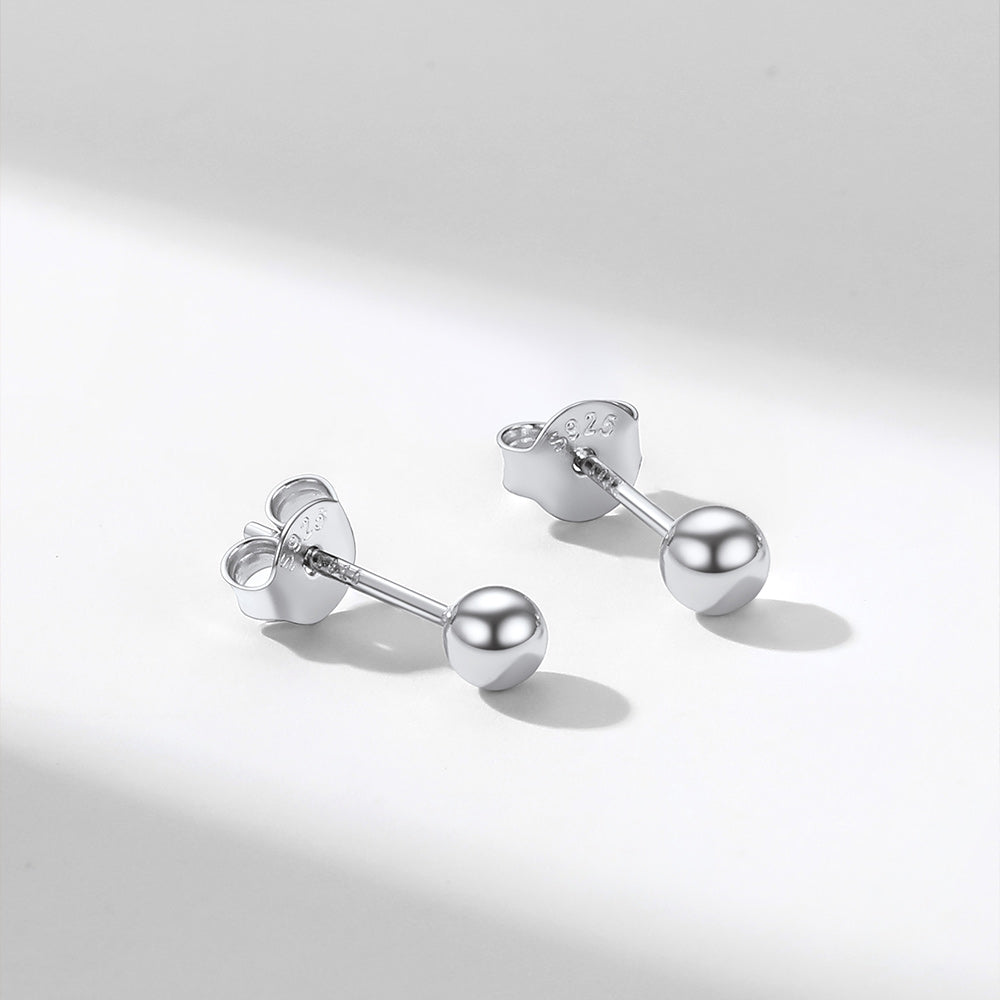 S925 Silver Minimalist Ball Stud Earrings for Women