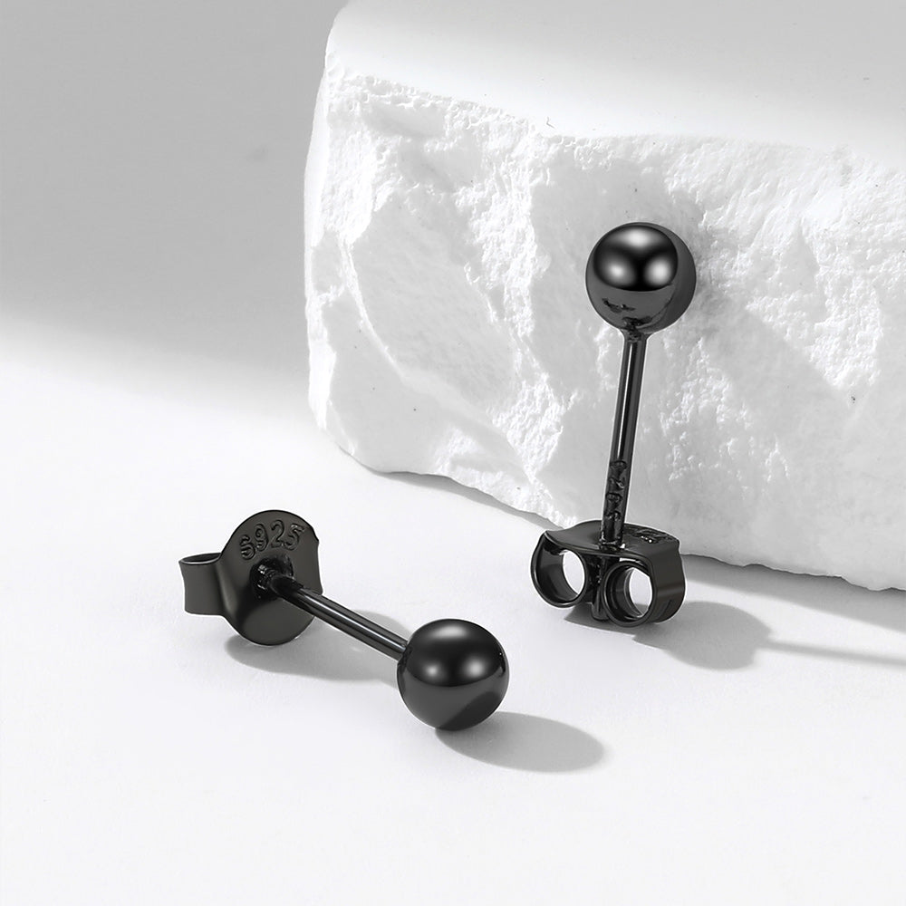 S925 Silver Minimalist Ball Stud Earrings for Women