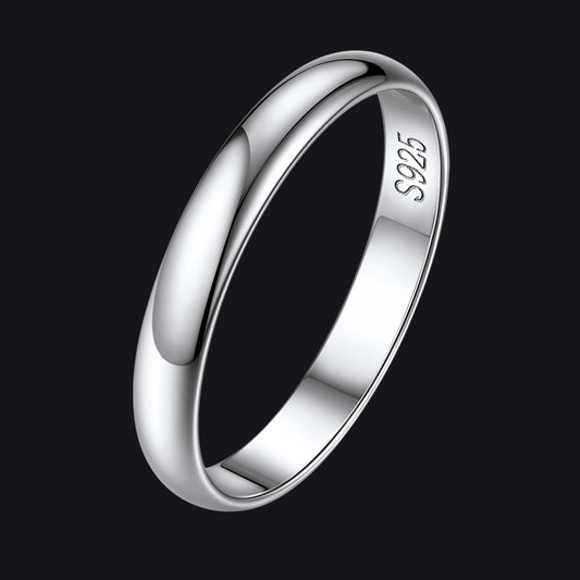 Sterling Silver Minimalist Band Rings for Couple Men Women