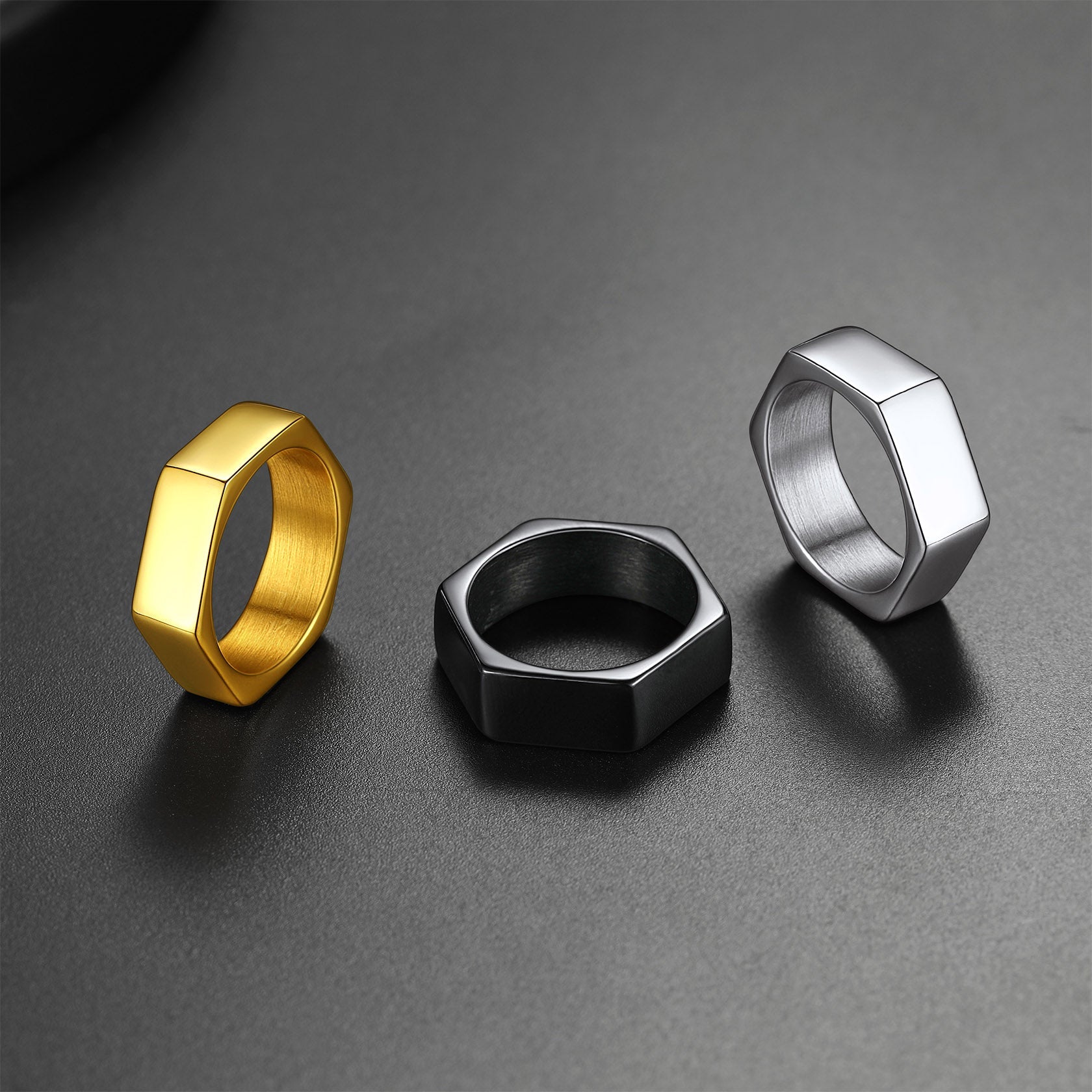 Custom 7mm Minimalist Geometric Band Ring for Men Women FaithHeart Jewelry