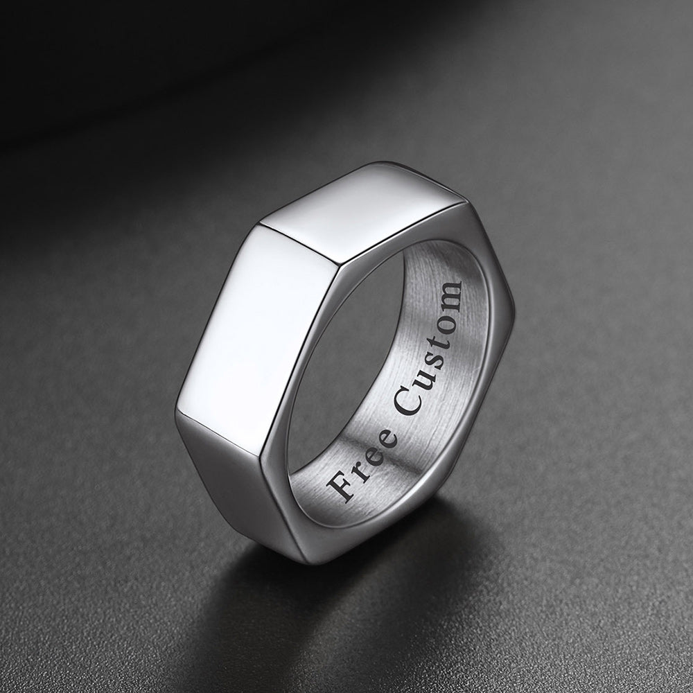 Custom 7mm Minimalist Geometric Band Ring for Men Women FaithHeart Jewelry