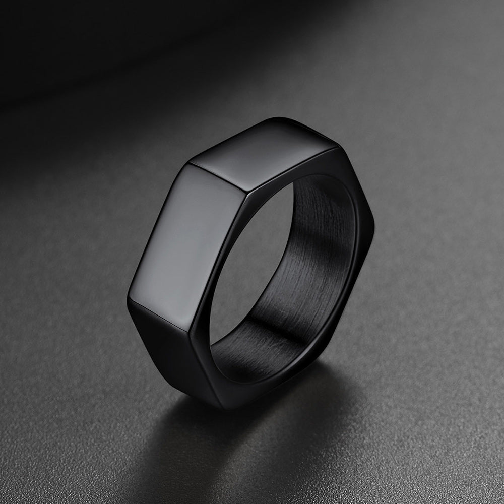 Custom 7mm Minimalist Geometric Band Ring for Men Women FaithHeart Jewelry