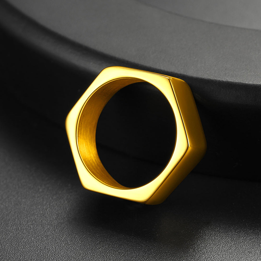 Custom 7mm Minimalist Geometric Band Ring for Men Women FaithHeart Jewelry