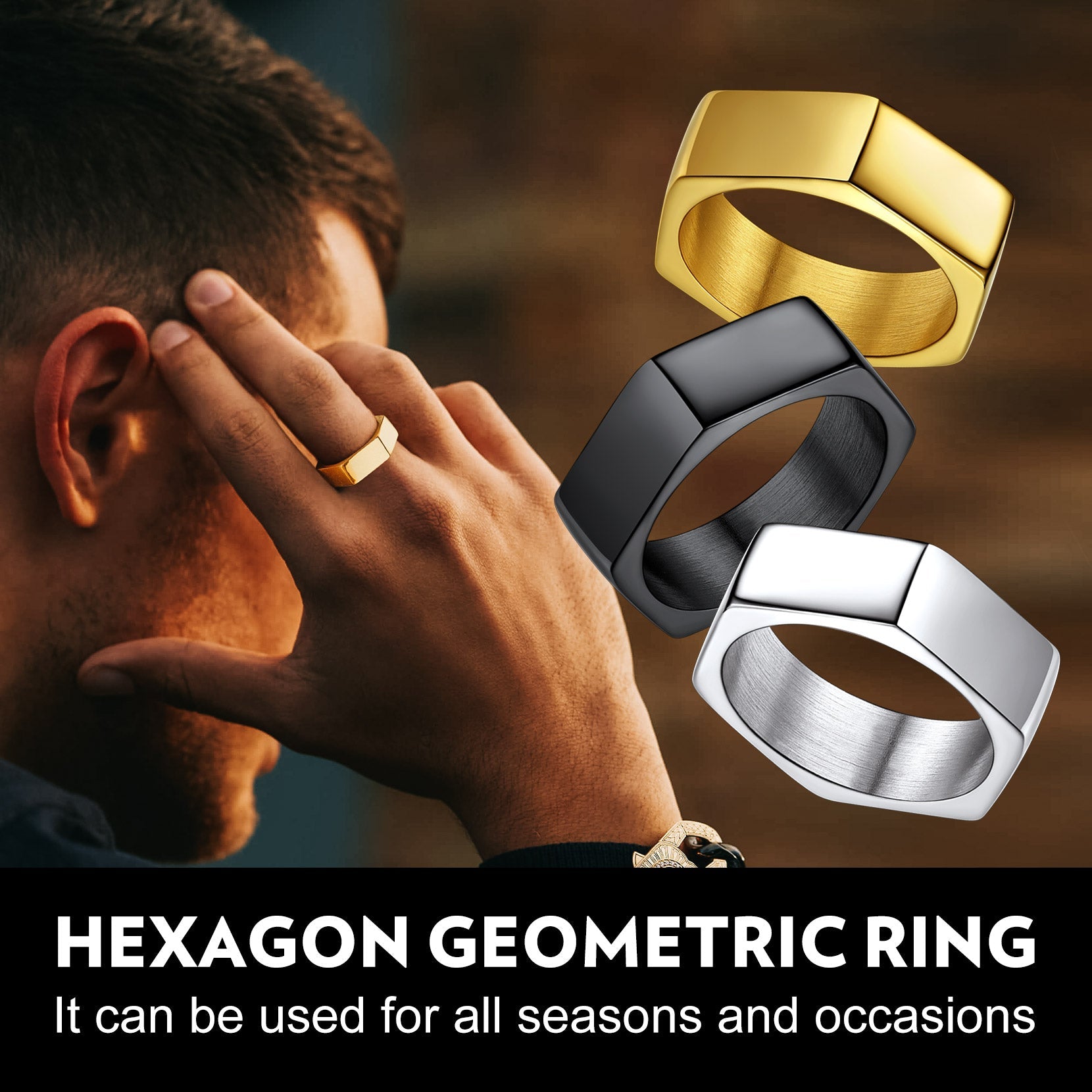 Custom 7mm Minimalist Geometric Band Ring for Men Women FaithHeart Jewelry