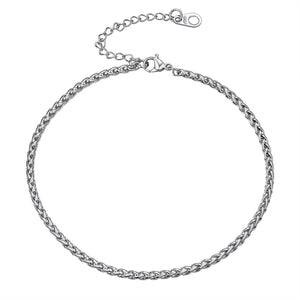 Silver Stainless Steel Chain Anklet Adjustable 8-10.5 Inch