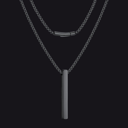 Black / Large /  18-24 inches Minimalist Bar Necklace for Men Womenimg