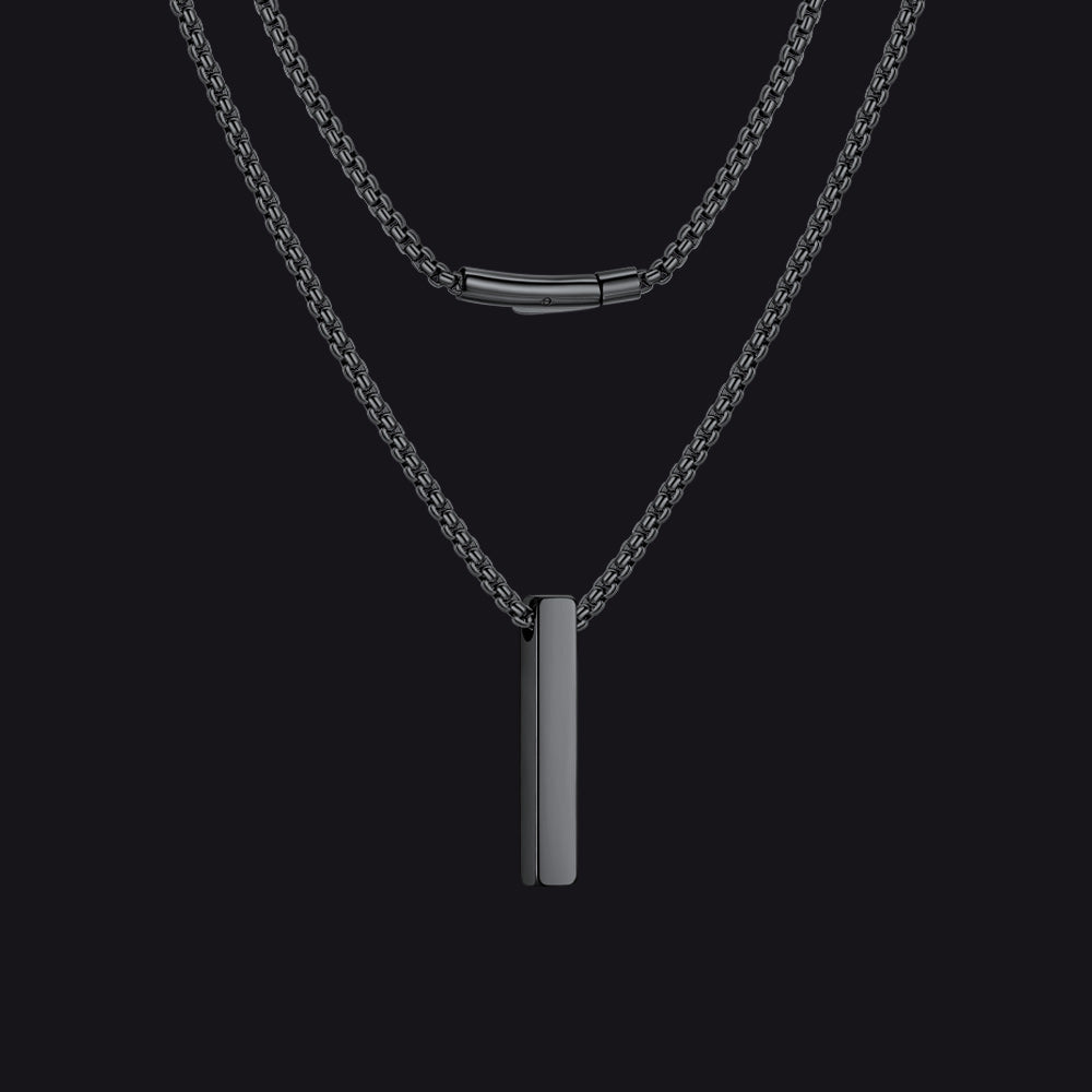 Black / Small / 24 inches Minimalist Bar Necklace for Men Women