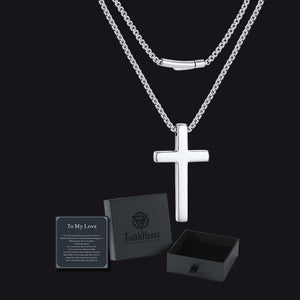 Minimalist Plain Cross Necklace Pendant with Gift Box & Love Card for Men Women