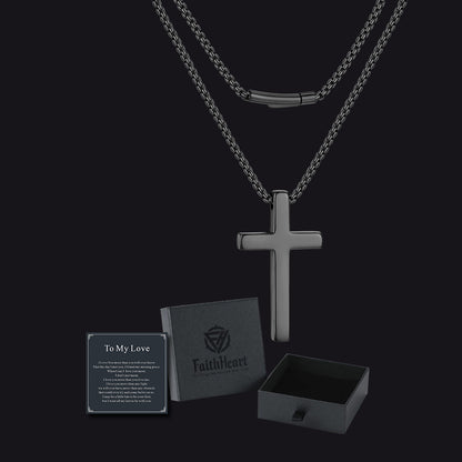 Minimalist Plain Cross Necklace Pendant with Gift Box & Love Card for Men Women