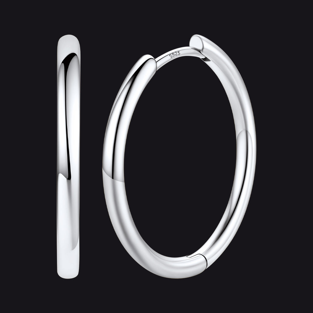 Sterling Silver Hoop Earrings for Women Men