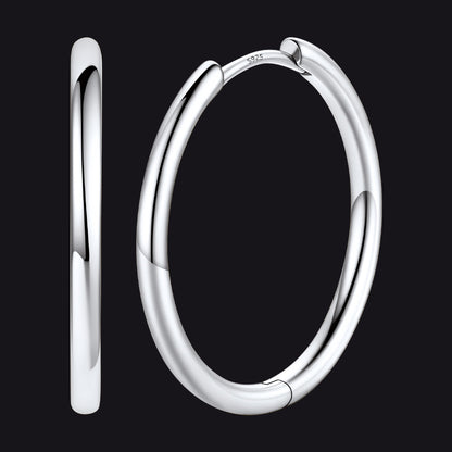 Sterling Silver Hoop Earrings for Women Men