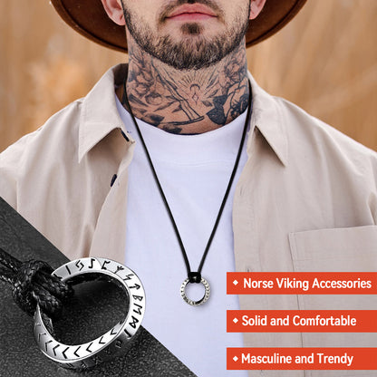 Viking Mobius Cricle Leather Necklace Adjustable Leather Chain for Men