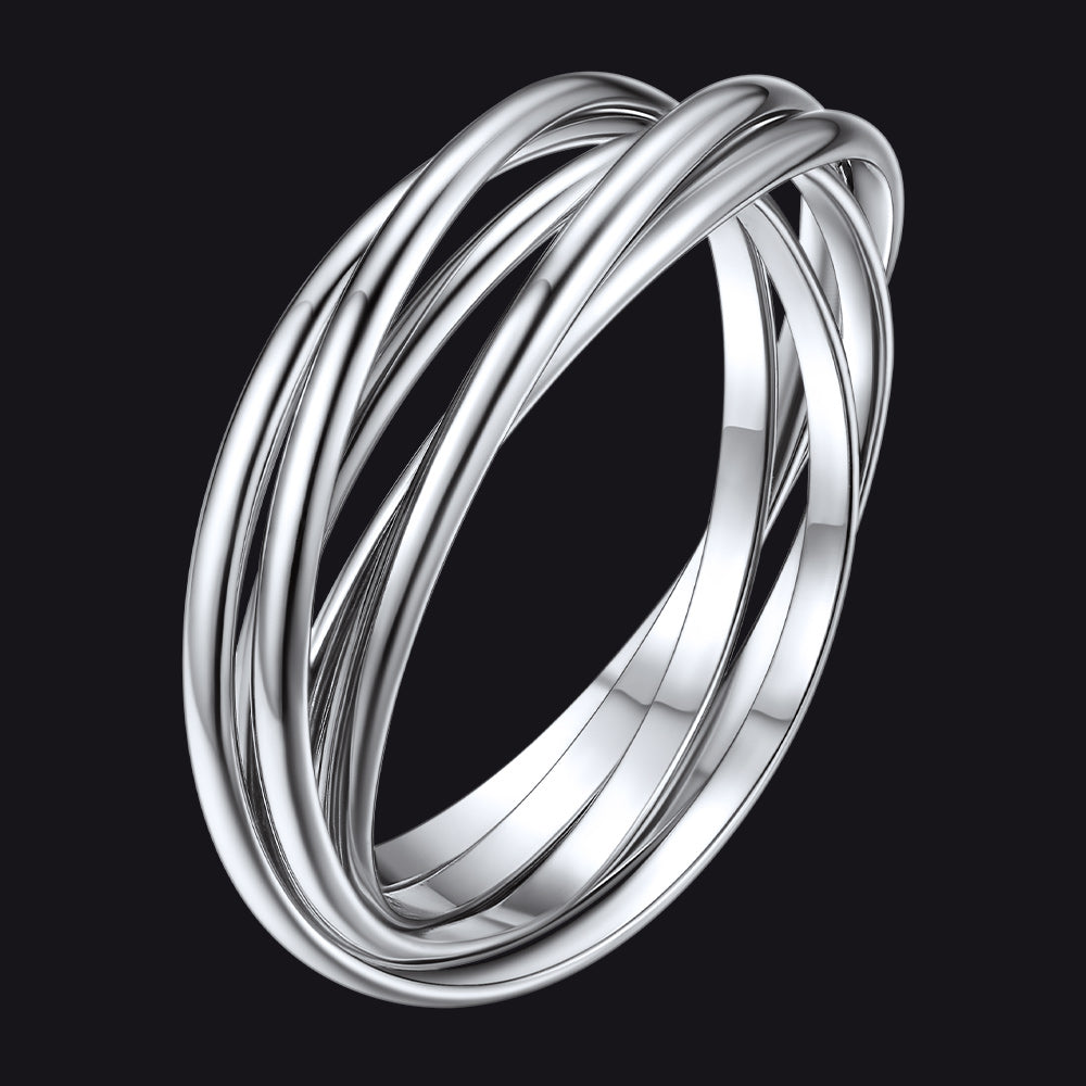 Interlinked Stackable Rings 925 Sterling Silver Multi Interlocked Rolling Stackable Ring ...