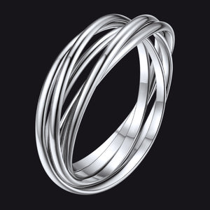 925 Sterling Silver Multi Interlocked Rolling Stackable Rings for Women Men