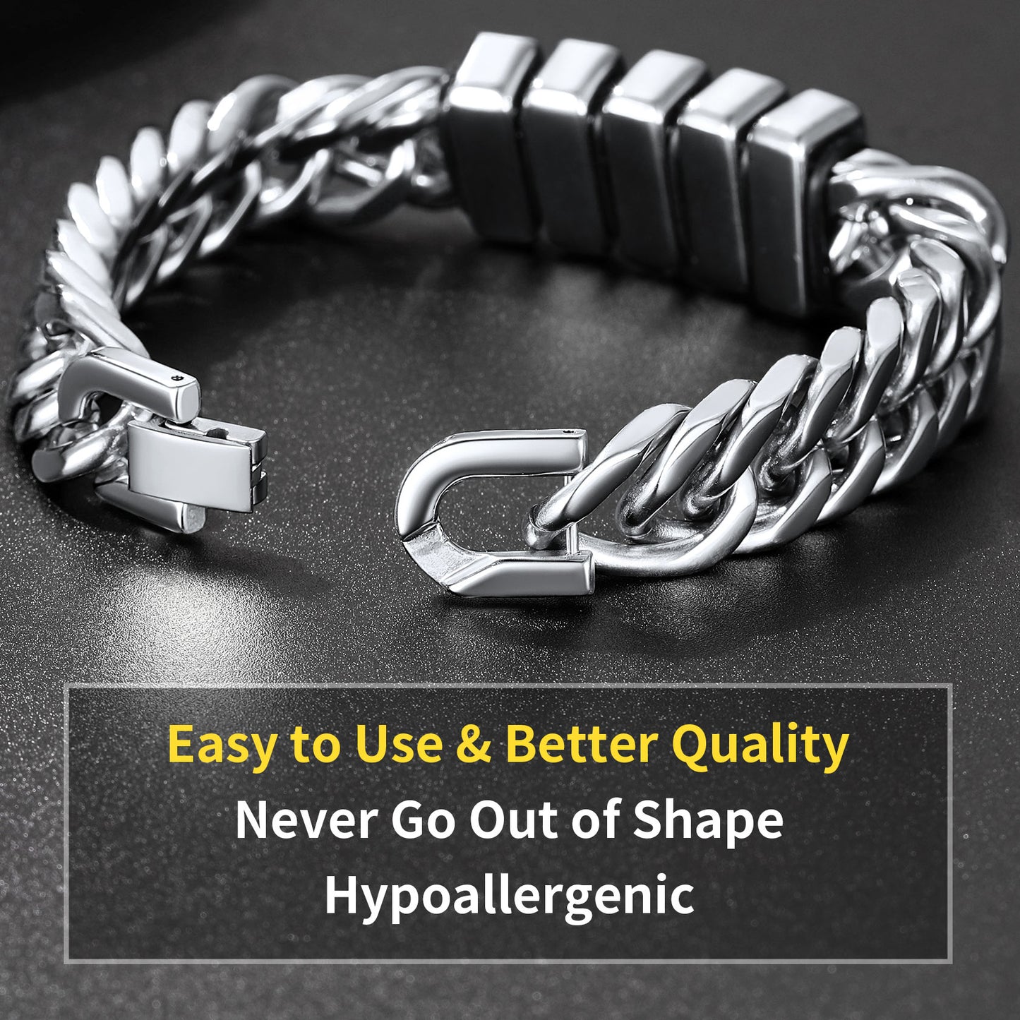 Customized Engraved Multiple Name Cuban Link Chain Bracelet for Men