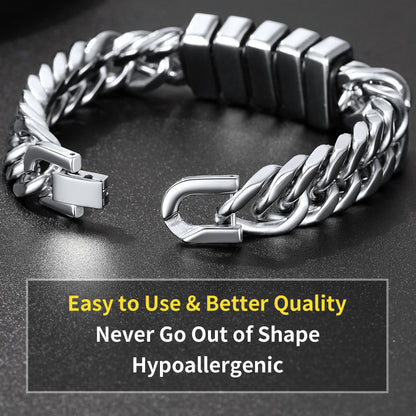 Customized Engraved Multiple Name Cuban Link Chain Bracelet for Men