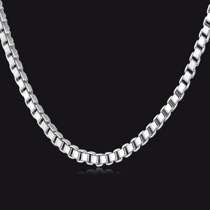 2MM Width Box Chain Link Necklace for Men