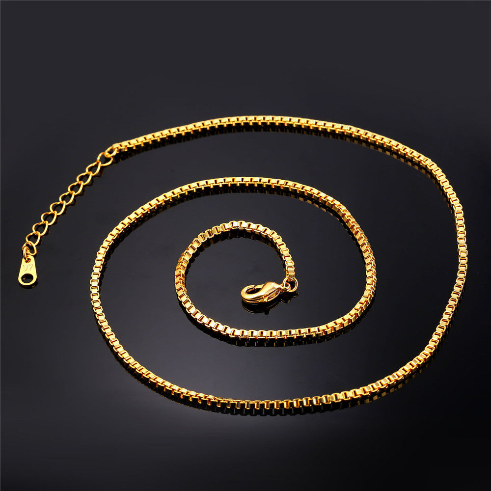 2MM Width Box Chain Link Necklace for Men