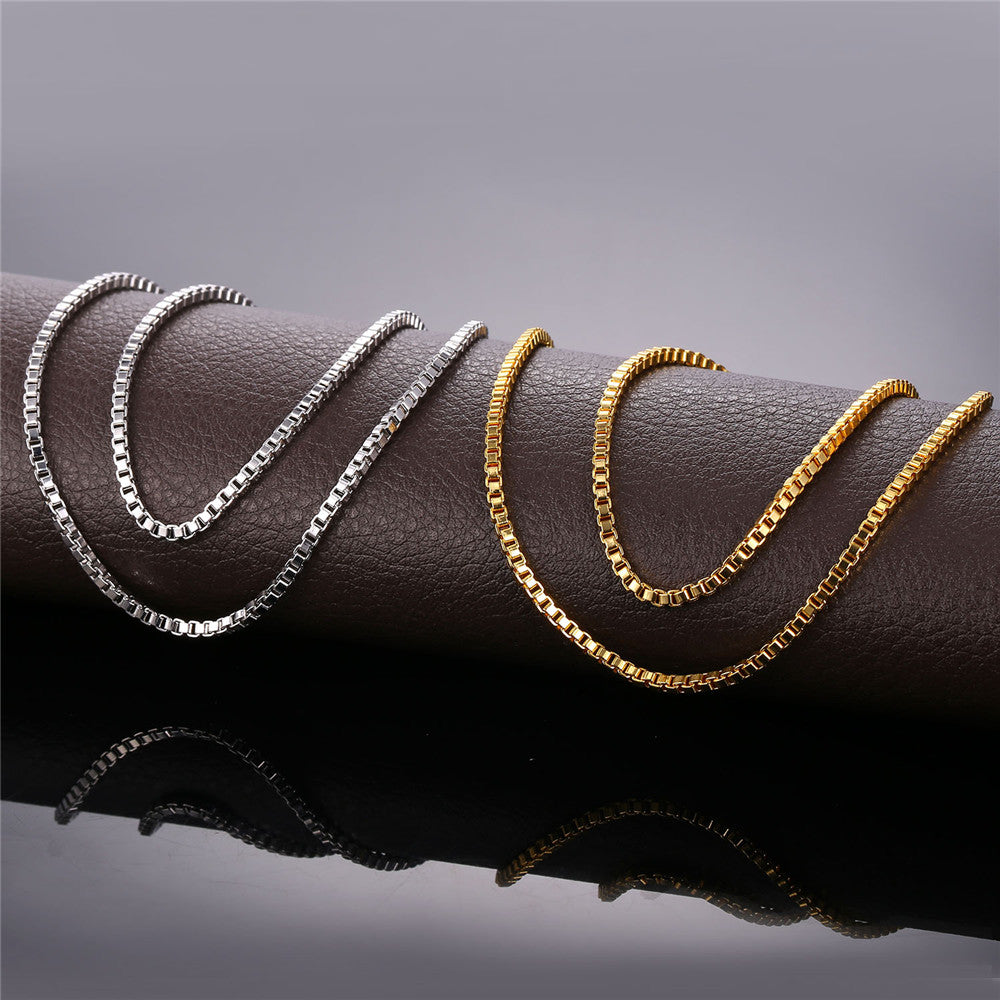 2MM Width Box Chain Link Necklace for Men