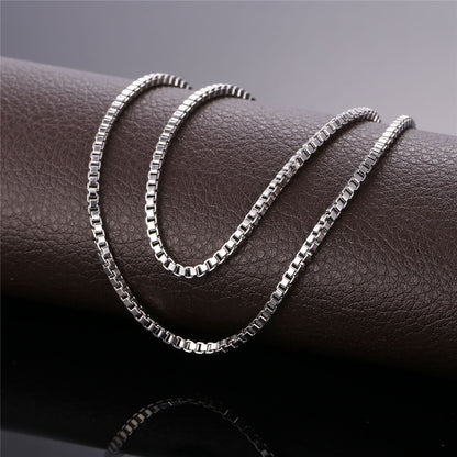 2MM Width Box Chain Link Necklace for Men