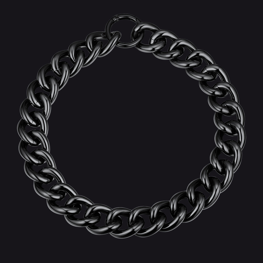 Black / 22 inch 23mm Wide Chain Choker Necklace for Women