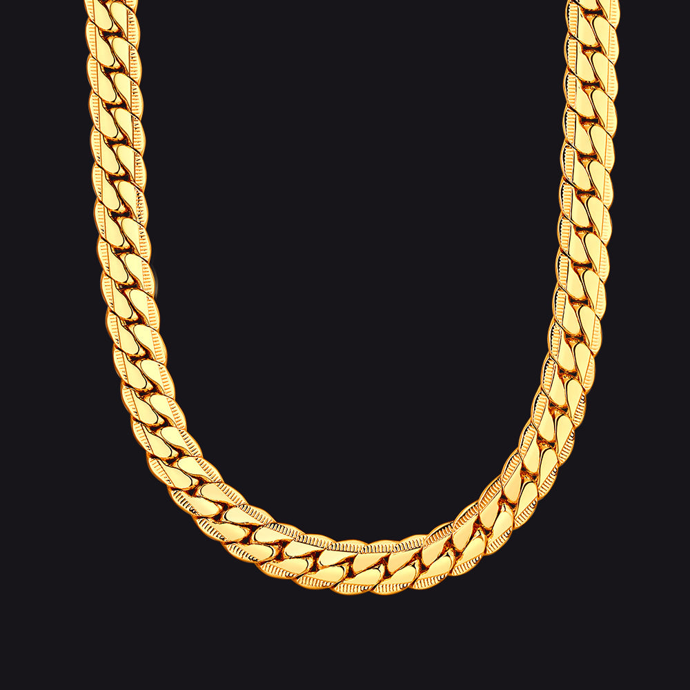 9MM Width Curb Chain Necklace for Men
