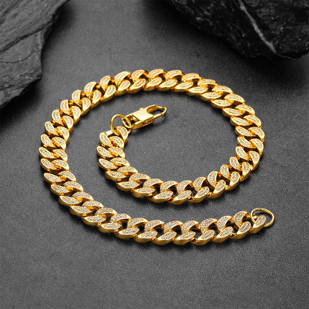 FaithHeart 14MM Chunky Thick Gold Zirconia Necklace Miami Cuban Chain FaithHeart Jewelry