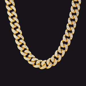 FaithHeart 14MM Chunky Thick Gold Zirconia Necklace Miami Cuban Chain FaithHeart Jewelry