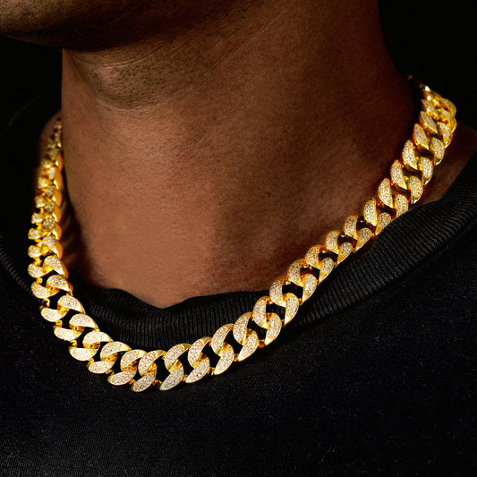 FaithHeart Men's Thick CZ Cuban Gold Chain Necklace 14MM FaithHeart Jewelry