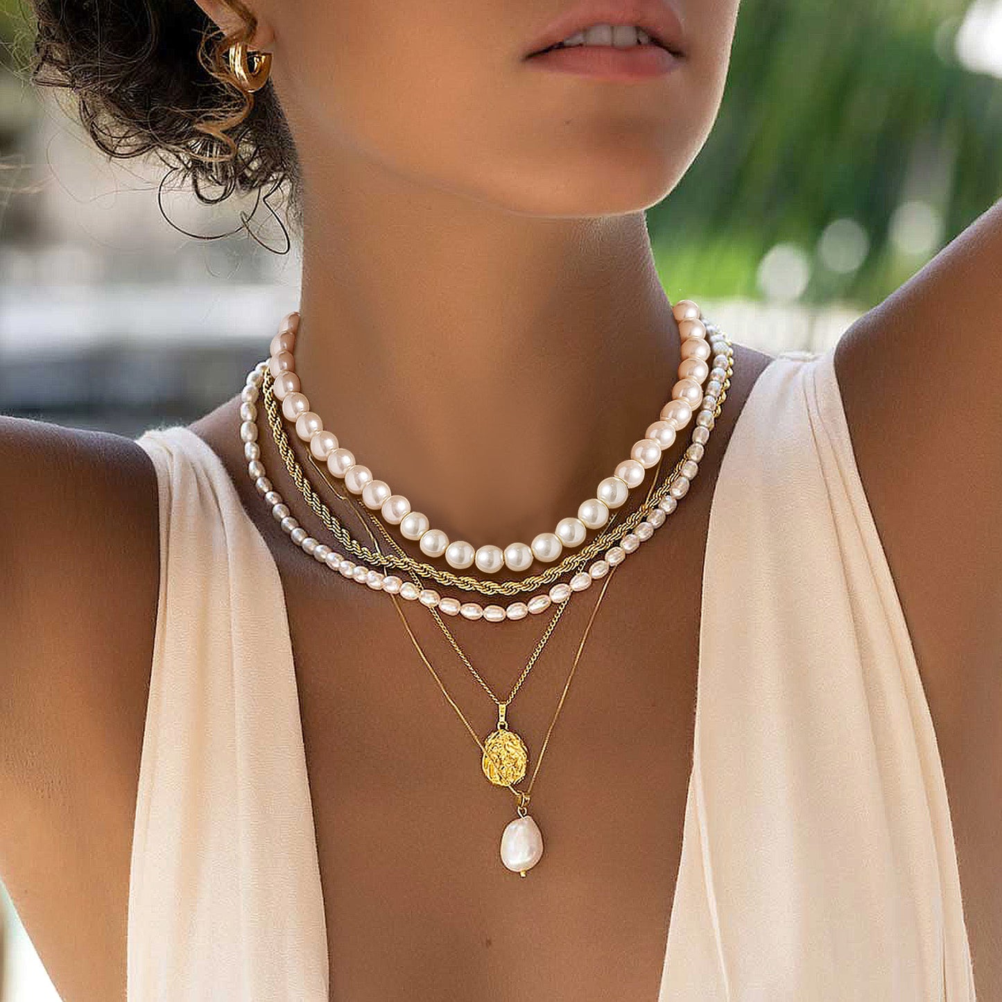  Freshwater Pearl Choker Necklace for Women Men