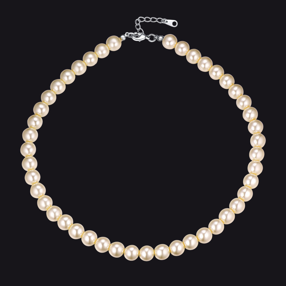 White Freshwater Pearl Choker Necklace for Women Men