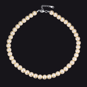White Freshwater Pearl Choker Necklace for Women Men