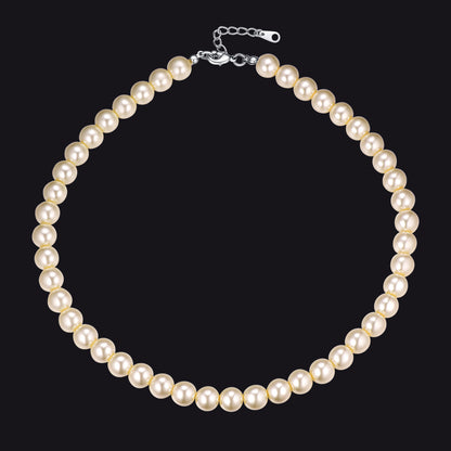White Freshwater Pearl Choker Necklace for Women Men