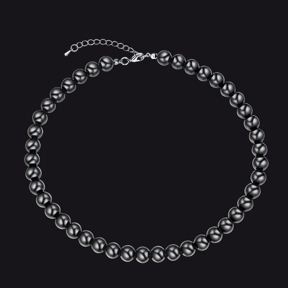 Black Freshwater Pearl Choker Necklace for Women Men