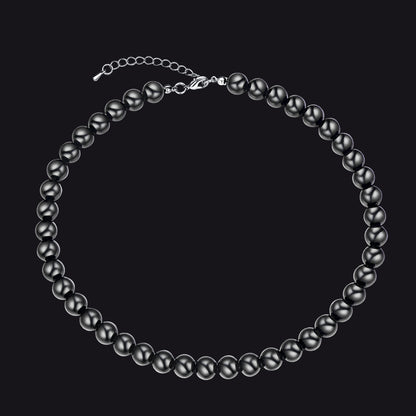 Black Freshwater Pearl Choker Necklace for Women Men