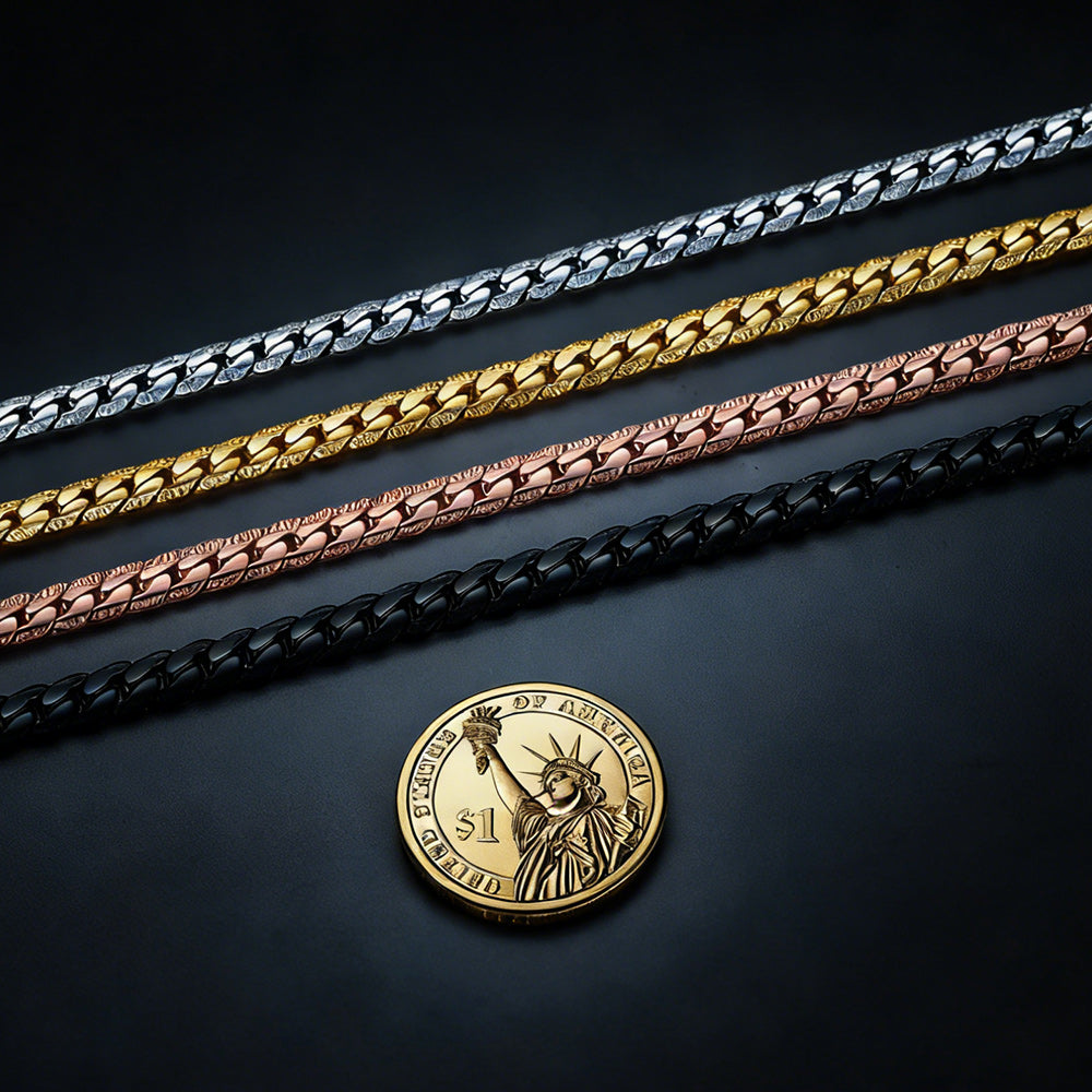  6MM Curb Chain Necklace in Stainless Steel for Men